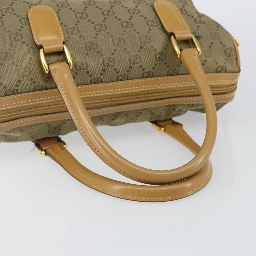 GUCCI GG Canvas Boston Bag Beige Gold